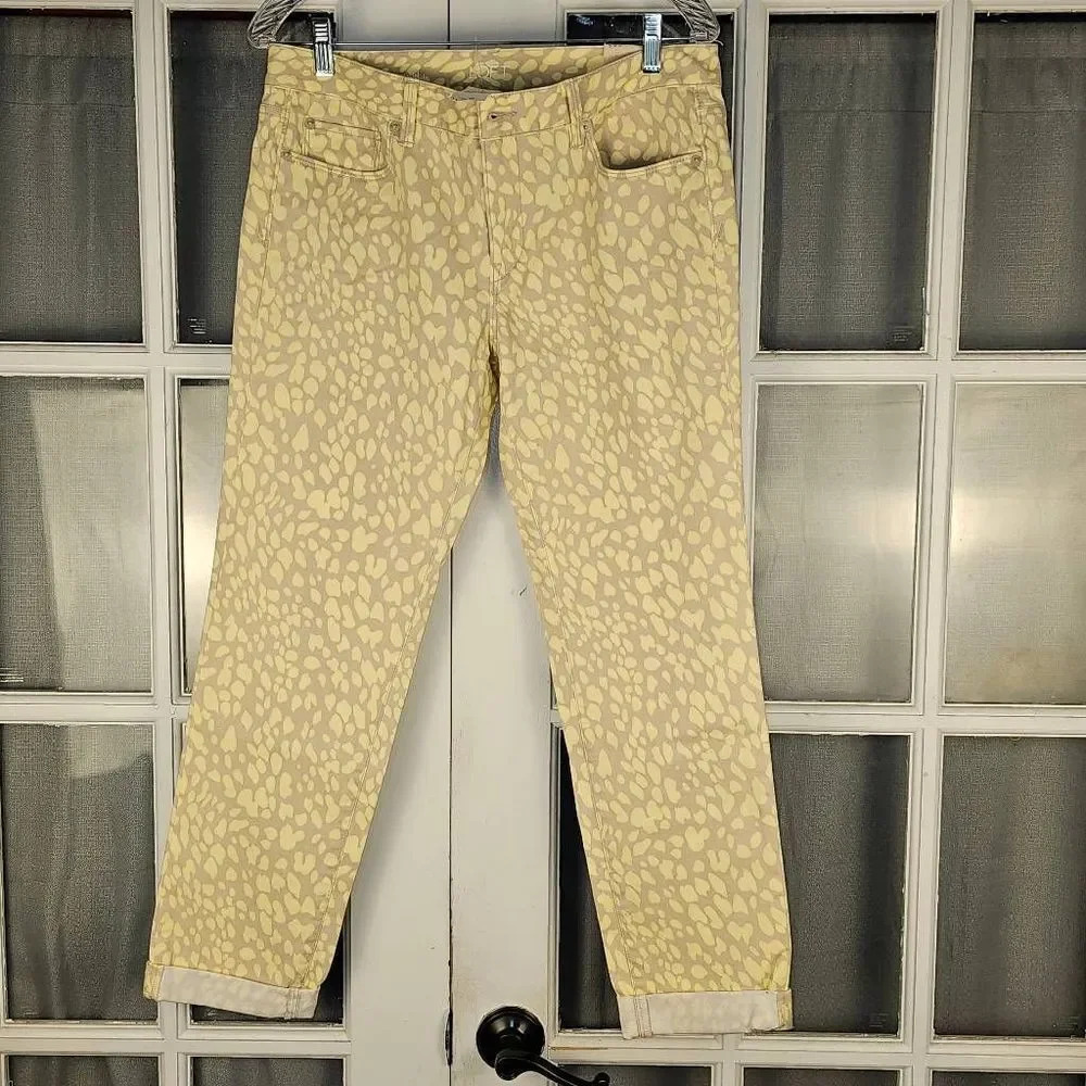 NWT Ann Taylor LOFT Womens Yellow Gray Crop Pants‎ 29 8